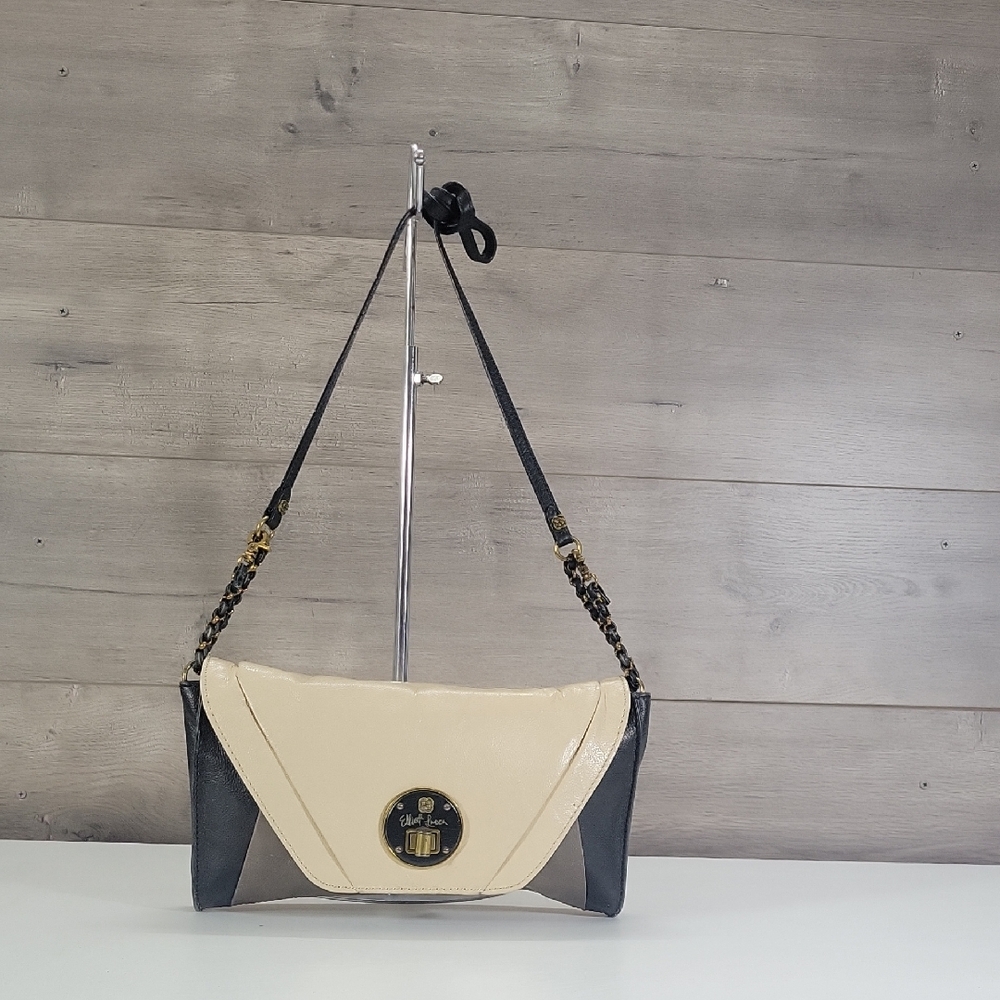 Elliott Lucca Chic Two-Tone Leather Shoulder Bag - Cream & Black